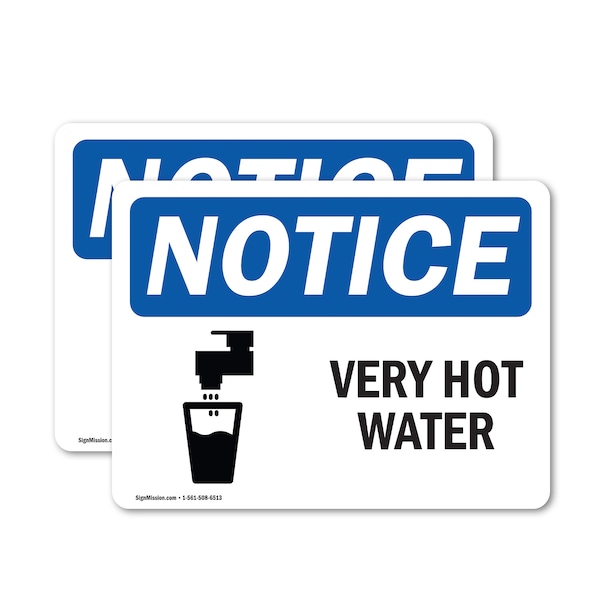 Signmission Hot Surface Sign, 5 in H x 7 in W, Vinyl Decal, Very Hot Water Sign With Symbol OS-2PACK-NS-D-57-L-18871 - main